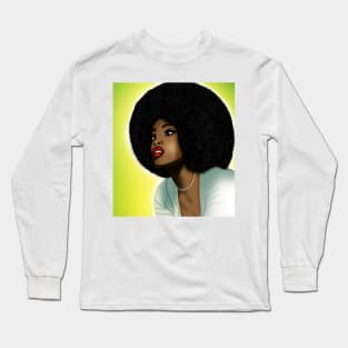 black woman with big afro hair Long Sleeve T-Shirt